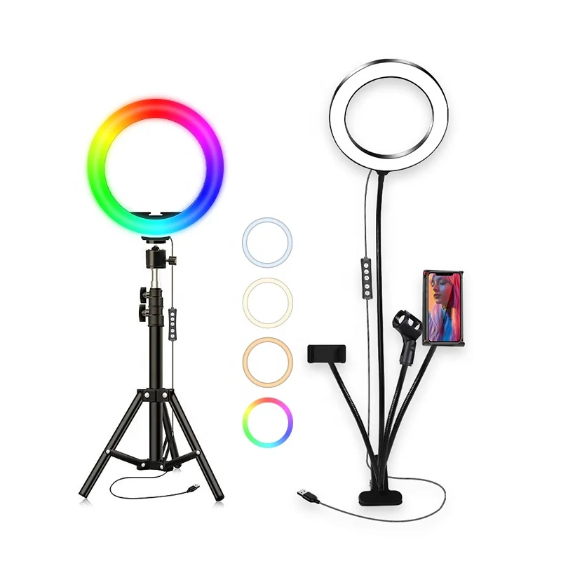 

8 Inch Desk Ring Photo Light RGB CW WW Portable Makeup Selfie Video Led Light circle light