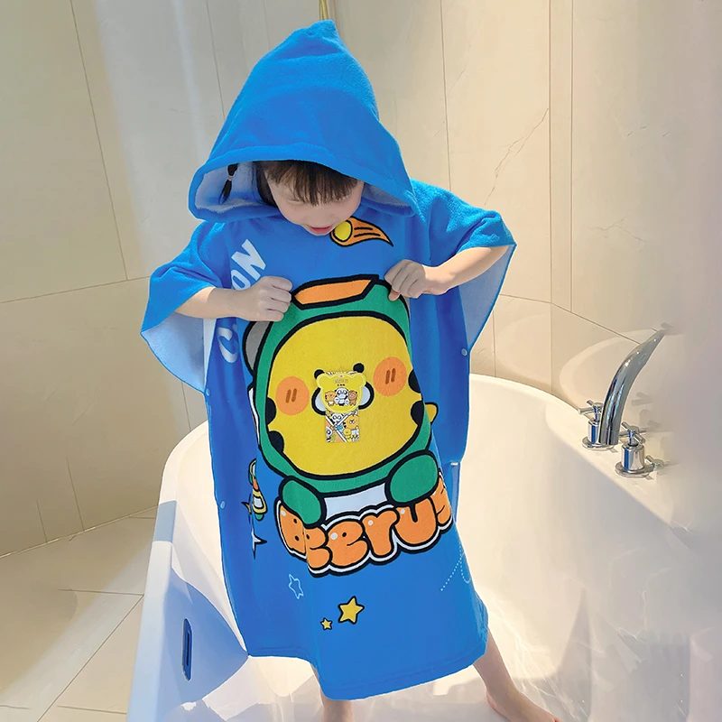 

Children Poncho Changing Surf Hooded Poncho Towel Terry Wearable Printed Summer Microfiber Microfibre Custom Hooded Kids Beach