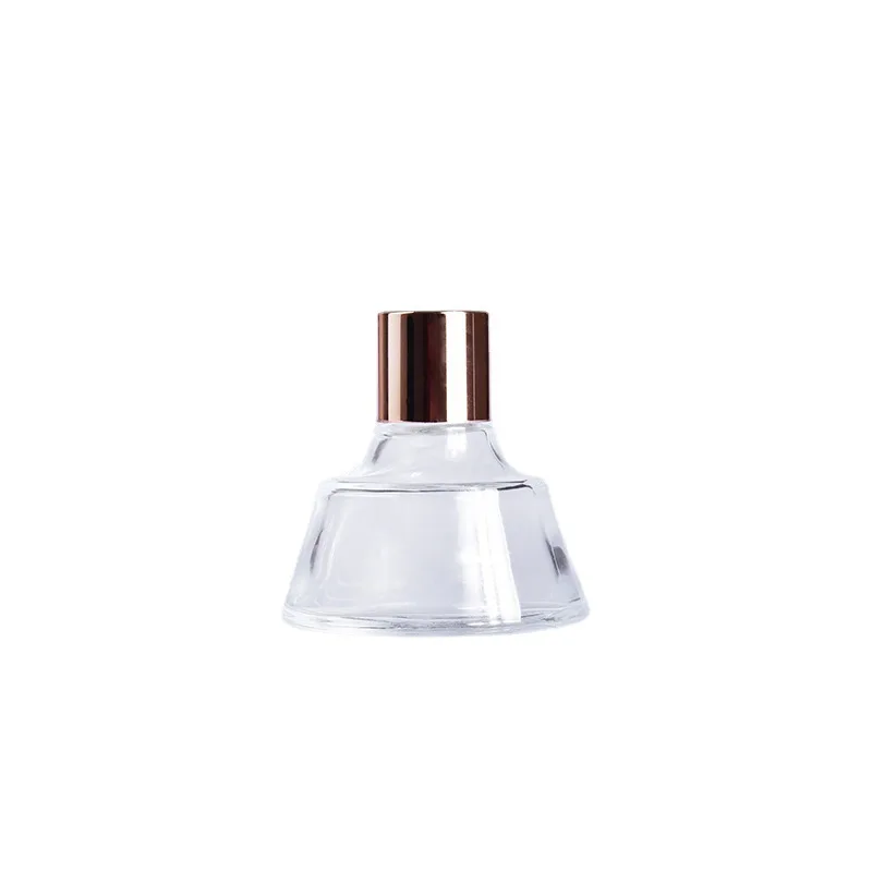 

100ml Custom Clear Aromatherapy Glass Empty reed diffuser bottles With Gold White Cap 100ml