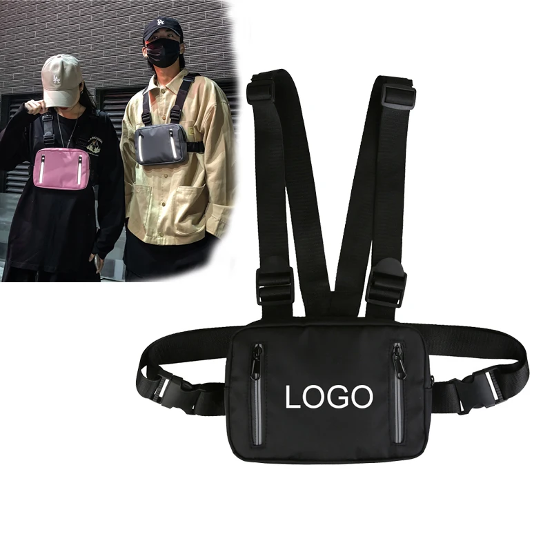 

Wholesale outdoor reflective sport fashion unisex waterproof custom mens chest rig vest bag