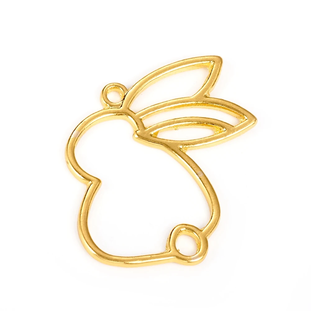 

PandaHall Epoxy Resin Rabbit Golden Open Back Bezel Frame