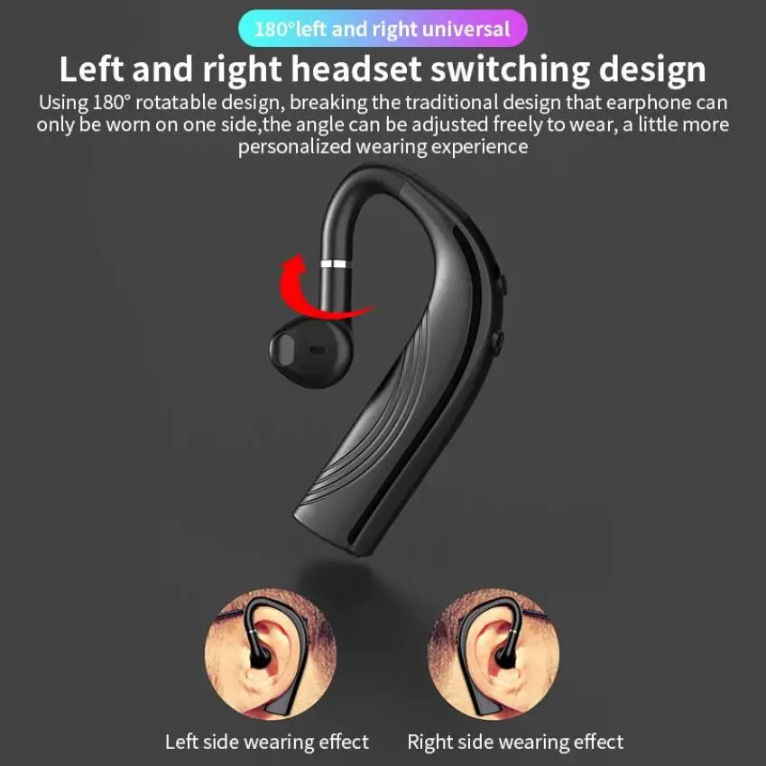 Wireless Headphones Handsfree HD Call Ear-hook Earphones Business Bluetooth 5.0 Headset With Mic For Driver Sport - ANKUX.COM