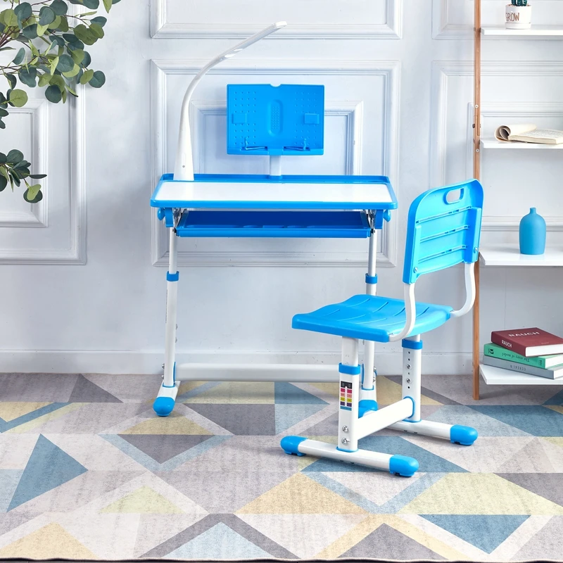 
Student Chair And Desk With Liquid Crystal Lamp Student Chair And Desk Modern School Desks kid study table set 