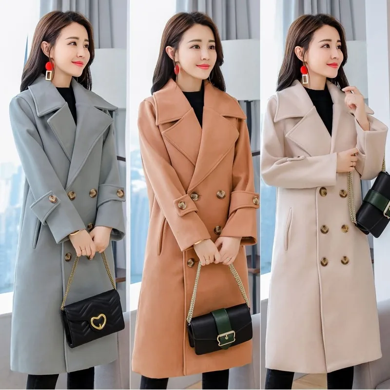 

2022 Womens High Quality Winter clothes women woolen coat Ladies long cashmere wool coat Women