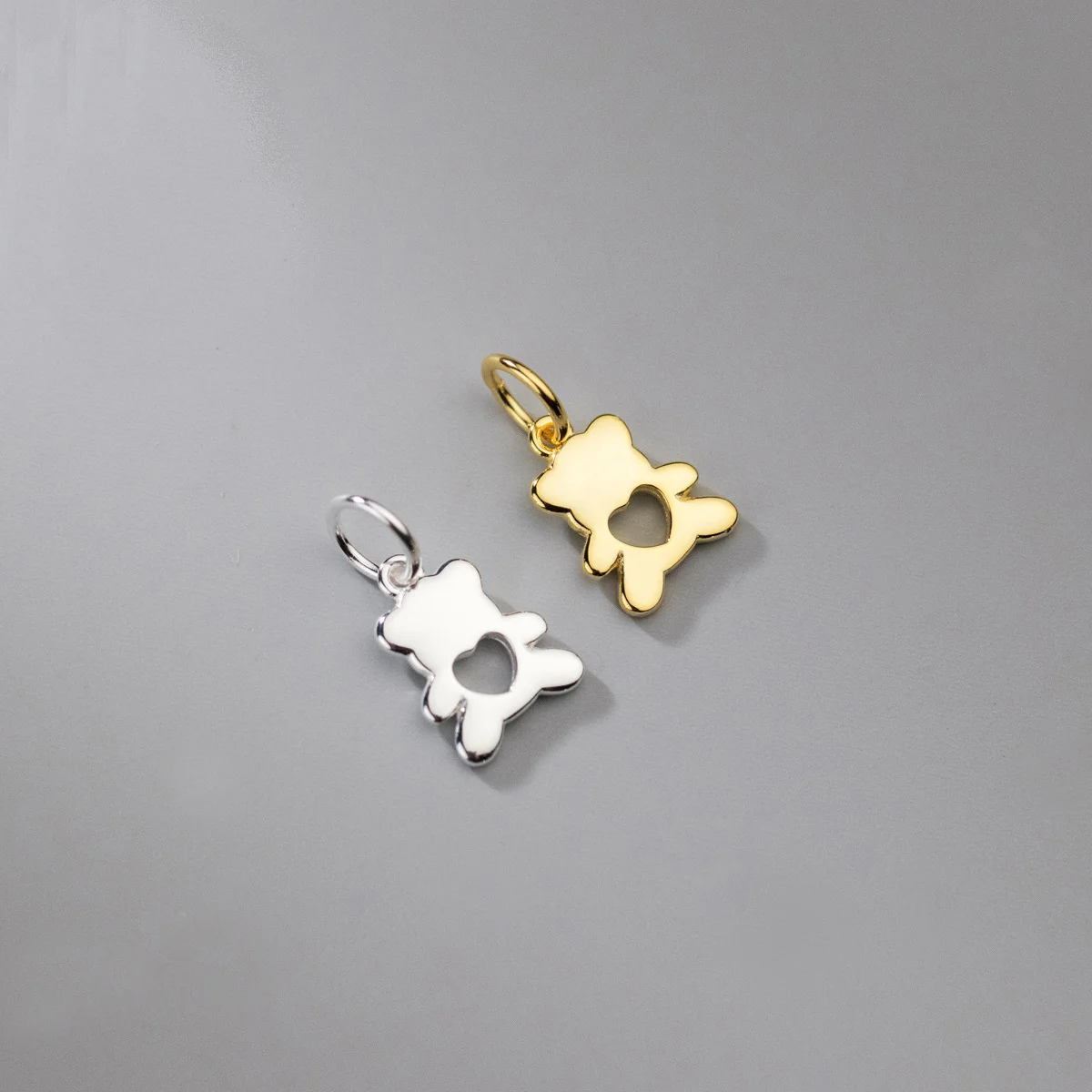 

Sweet lovely S925 zircon hollow heart bear pendant for diy bracelet women accessories