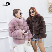 

2019 winter factory direct sales fashion women pink super soft warm real fox fur coat