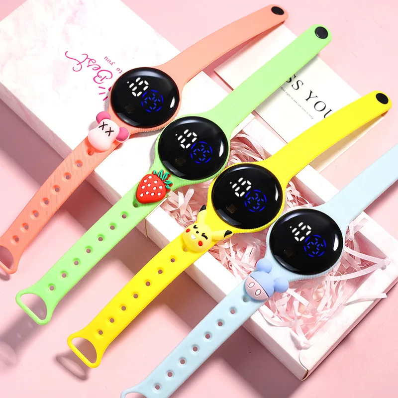 

Top Selling Kids Cheap Round Lovely Cartoon Touch Wrist Digital Led With Customized Doll Girl Boy Led Touch Silicone Watch