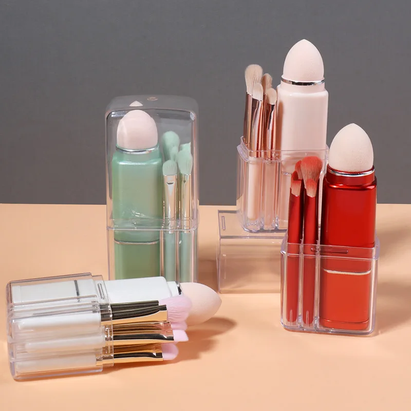 

8 In 1 Wholesale Pink Light Portable Mini Eye Lip Foundation Brush Makeup Travel Set, White,red,green,pink,&custom