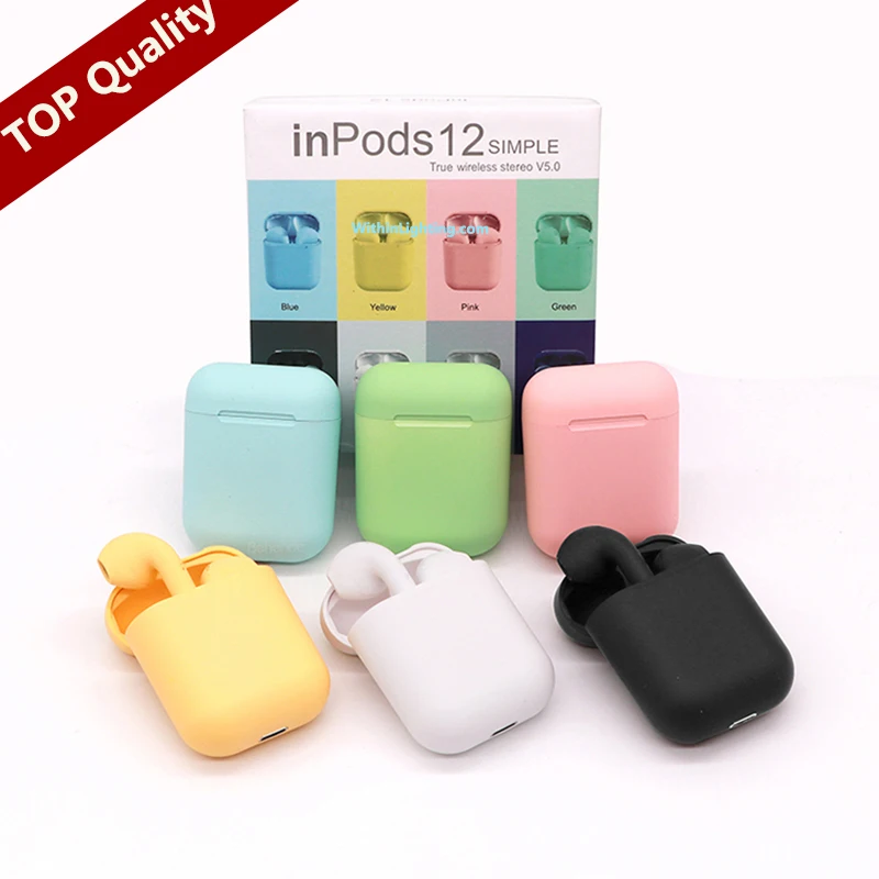 

Free Sample Newly model design Inpods 12 TWS V5.0 colourful Frosted Feel Stereo True wireless Earbuds earphone