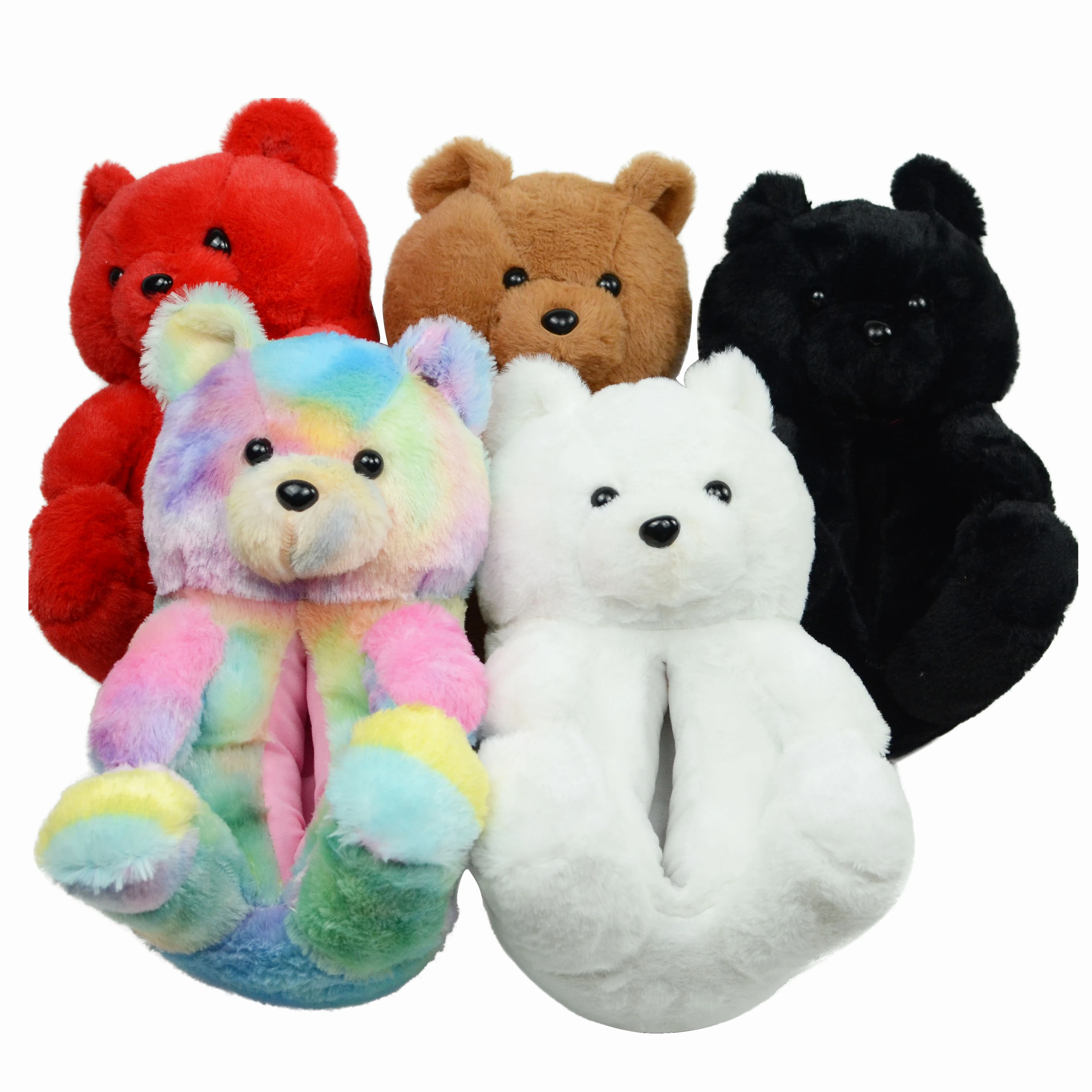 

2021 cheap teddy bear slippers fluffy red and black teddy bear slipper boxes, 7 colors to choose