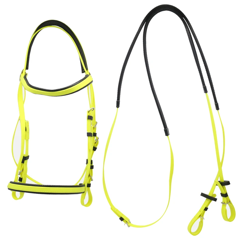 

Horse Equipment Neon Yellow Horse Racing Bridle And Rein Set Manufacturer In China, Red,blue,white,black,yellow,pink etc
