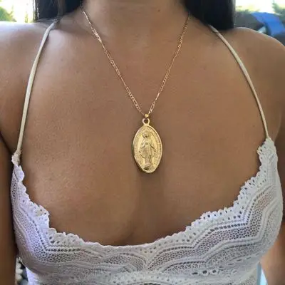 

YD Jewelry Catholic Christian Virgin Mary Pendant Necklaces European Hotselling Religious Gold Plated Virgin Mary Necklace