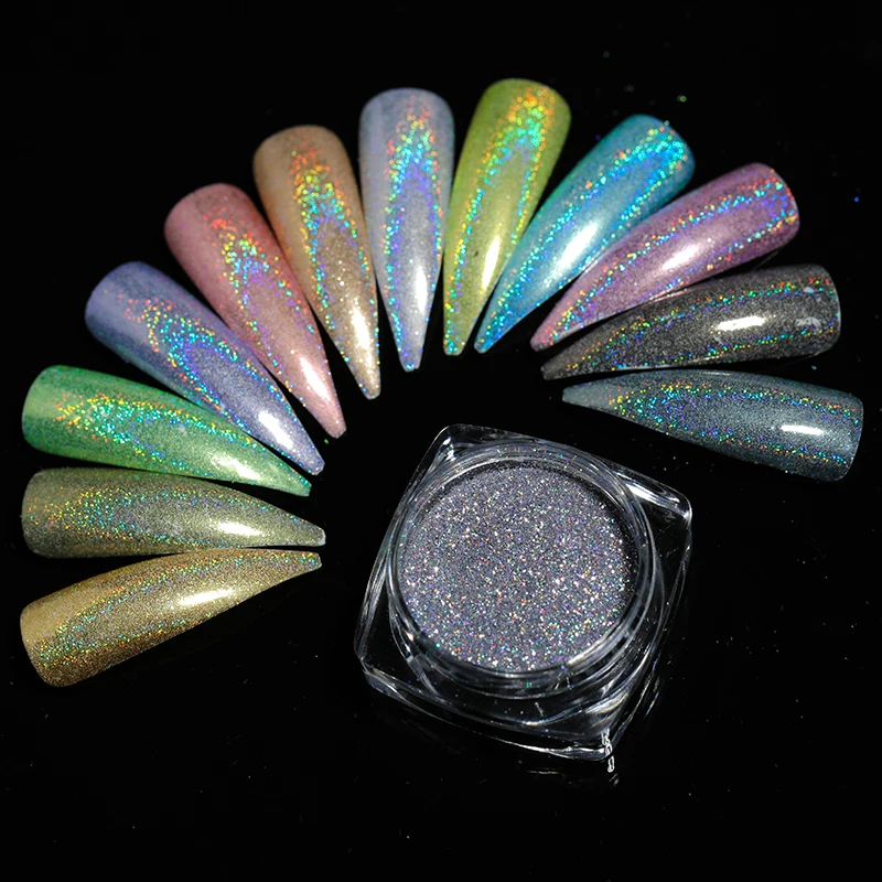 

1box Glitter For Nails Holographic Dip Powder Mirror Polishing Chrome Pigments Nail Art Decorations Laser Nail Glitter