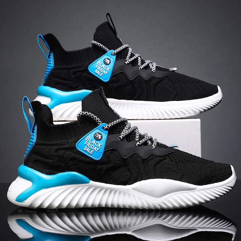 

Logo Custom LightWeight Men Sneakers Comfortable Flat Sole Sport Soft Mesh Running Shoes, Optional