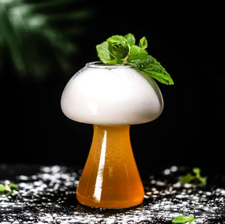 

Bar Use Unique Gift Mushroom Shape Cocktail Glass Mixing Glass, Clear
