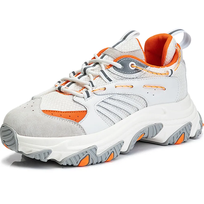 

Fashion Women Sneakers 2021 Spring Leather Platform Ladies Sneakers Casual Breathable Casual Lace-Up Platform Vulcanize Shoes
