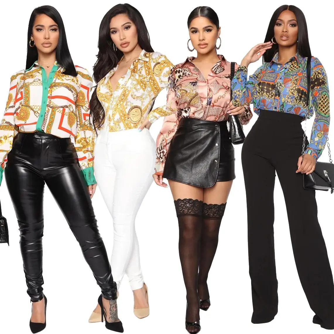 

Ladies Long Sleeve Elegant Women Tops Shirts And Blouses