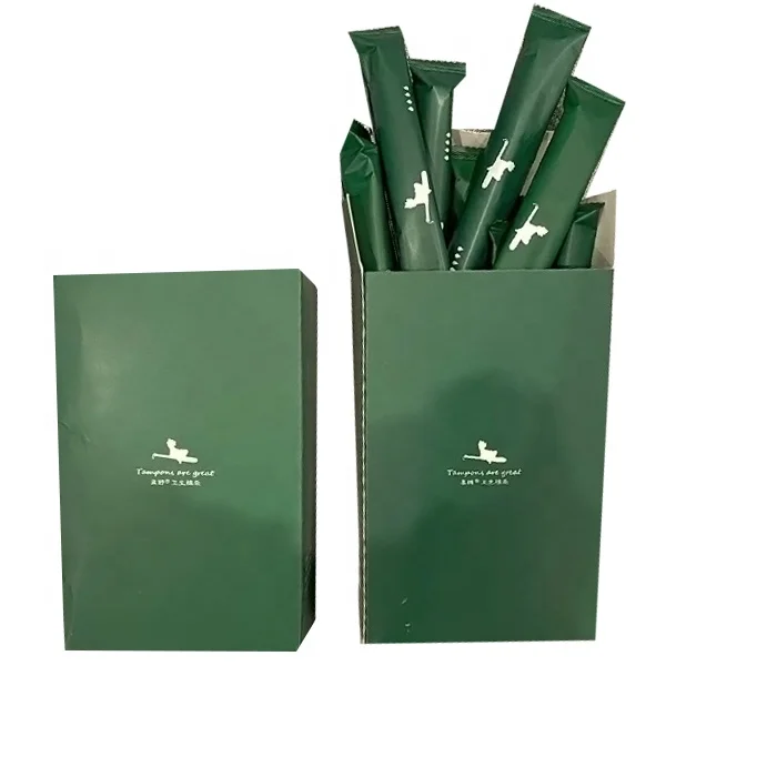

Organic cotton tampons sanitary menstrual feminine applicator tampons, Green