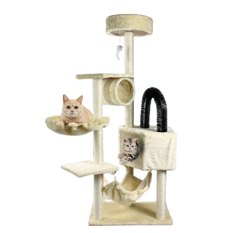 

150cm Cactus Arbol Rascador Para Gato Climbing Scratching Large Outdoor Cat Tree Wood Condo Tower House, Gray,brown,pink,beige