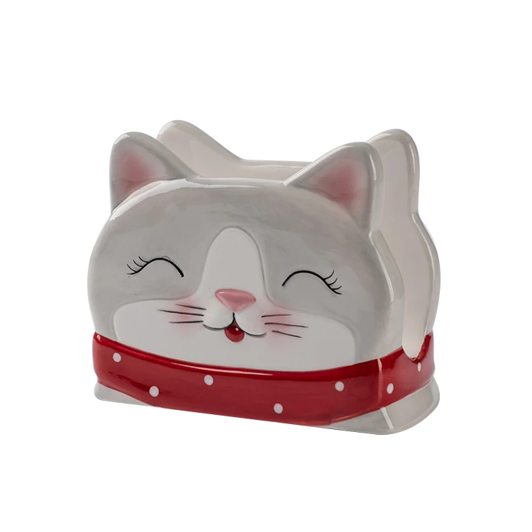 

Party Event Ceramic Tissue Box Kitty Shape Napkin Holder, Custom colors