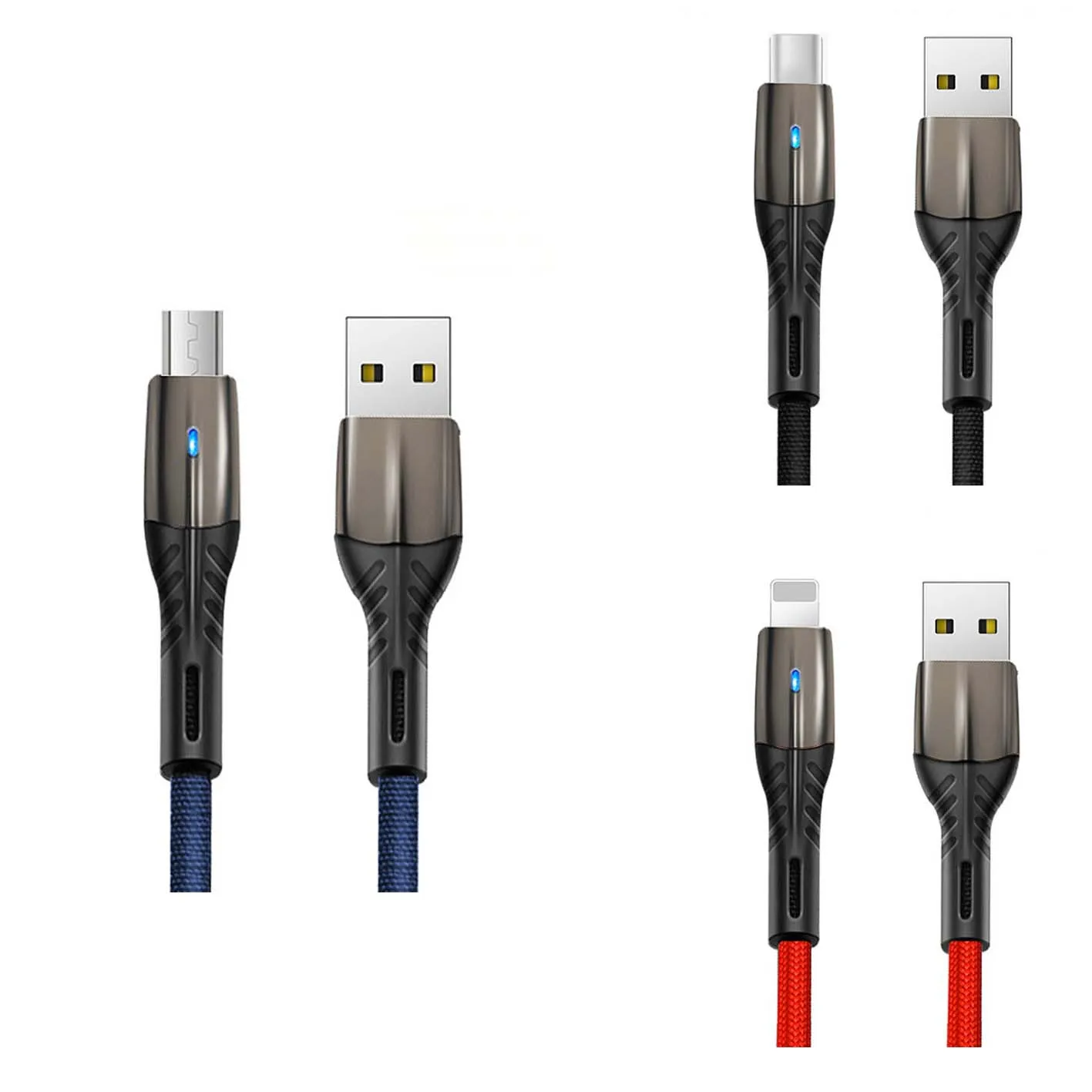 

FLEXI LED Zinc Alloy Shell Micro usb c quick charging usb data cable