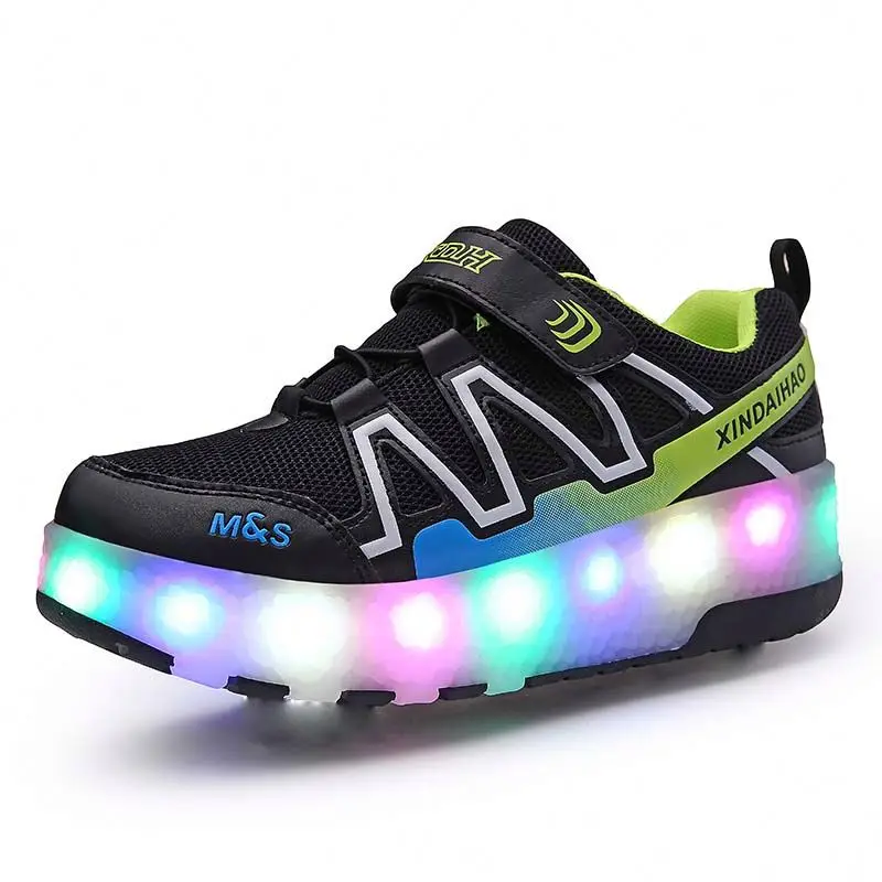 

Ziitop Kids Two Wheels Shoes with Lights Rechargeable Boys/Girls Roller Shoes Fashion Unisex Skate Sneakers, Pink / blue