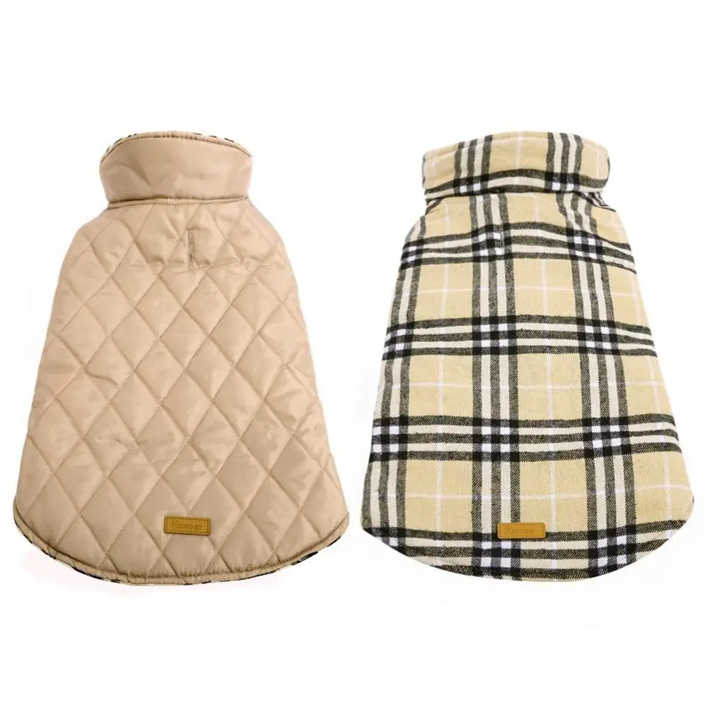 Wholesale Winter Pet Clothes Waterproof Warm Plaid Dog Coat For Large Medium And Small Dogs