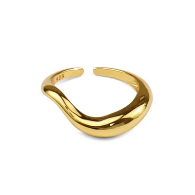 

New Designed 18K Gold Plated Wave Open Rings Simple Adjustable Irregular Wave Rings For Women Girls