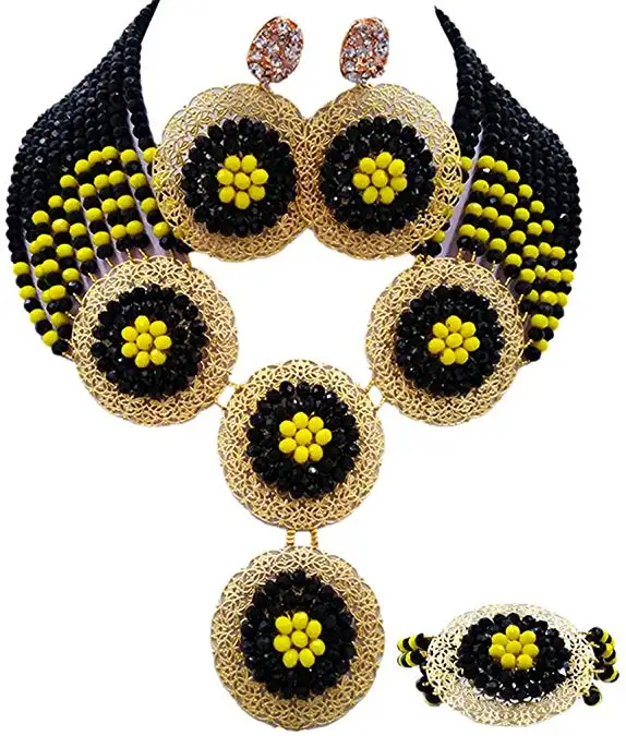 African Beads Jewelry Set 2019 Nigerian Wedding Necklace And Earrings For Women
