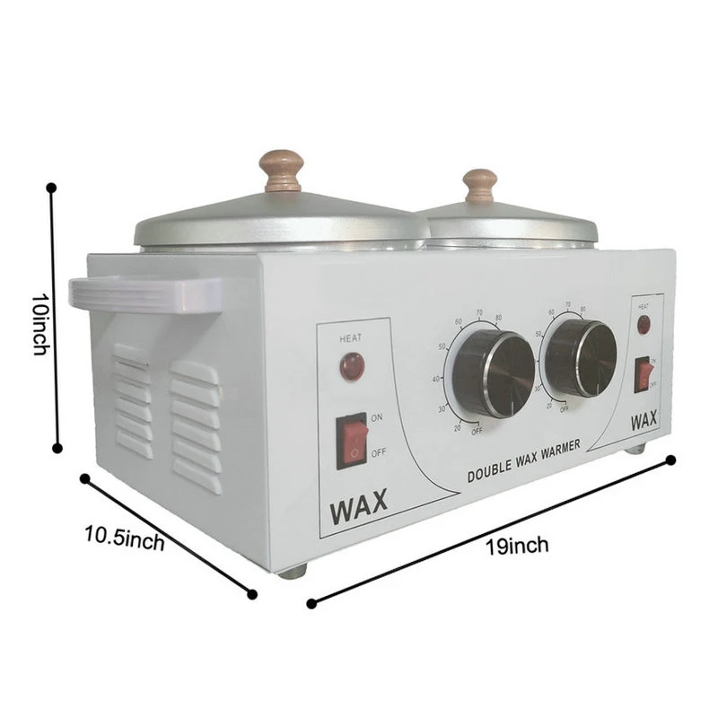 

Electric double aluminum pot sugar wax beans melting wax warmer hot wax heater for hair removal, Silver