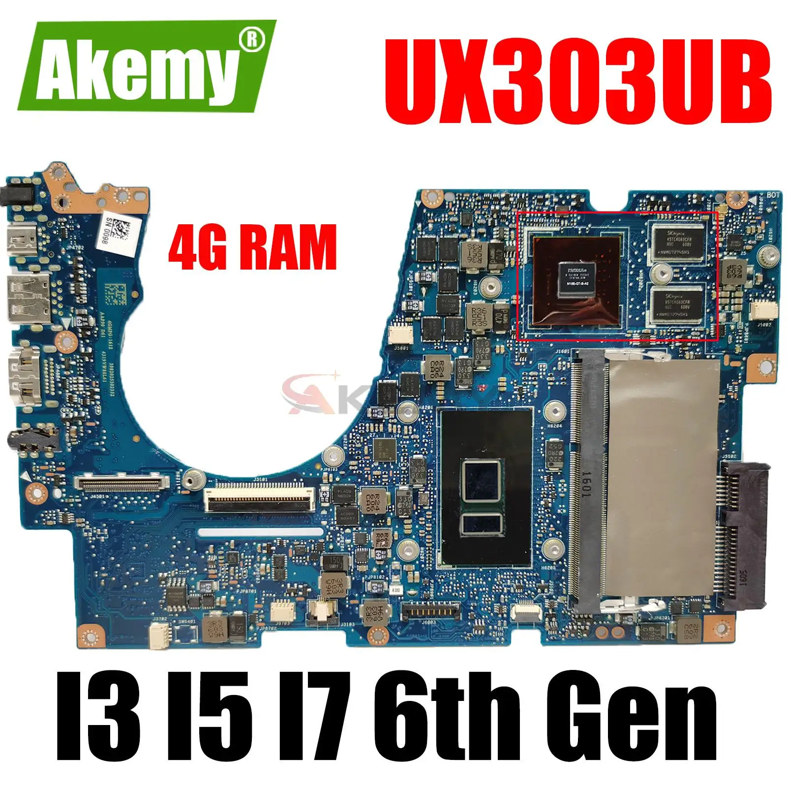 

Mainboard UX303 UX303U BX303UA UX303UB UX303UA U303UB U303UA Laptop Motherboard I3 I5 I7 6th Gen 4GB/RAM UMA/PM MAIN BOARD