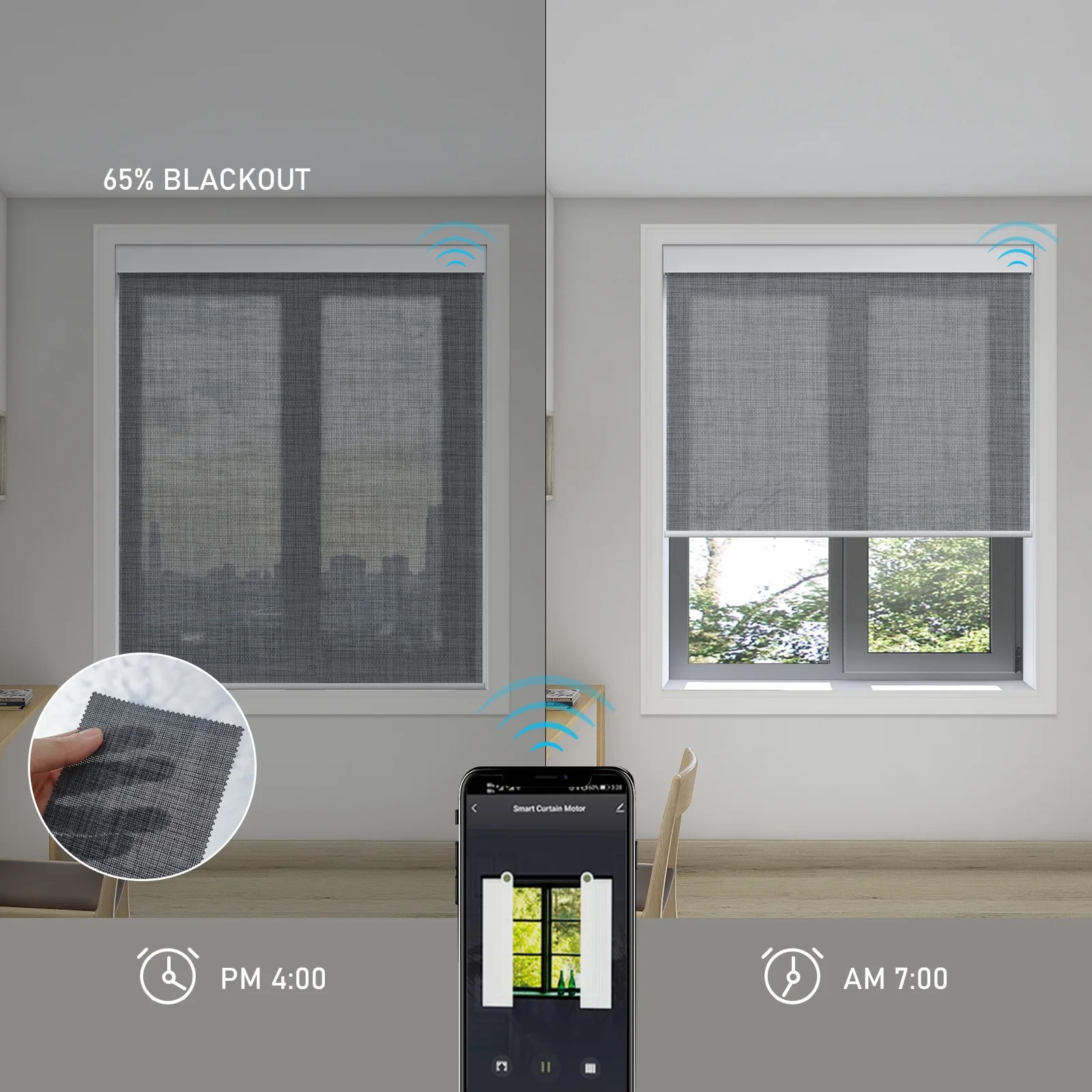 ZSTARR Waterproof Modern Tuya Motor Motorized Window Covering Roller Blinds Blackout Fabric Roller Shades for Home Prayer Room