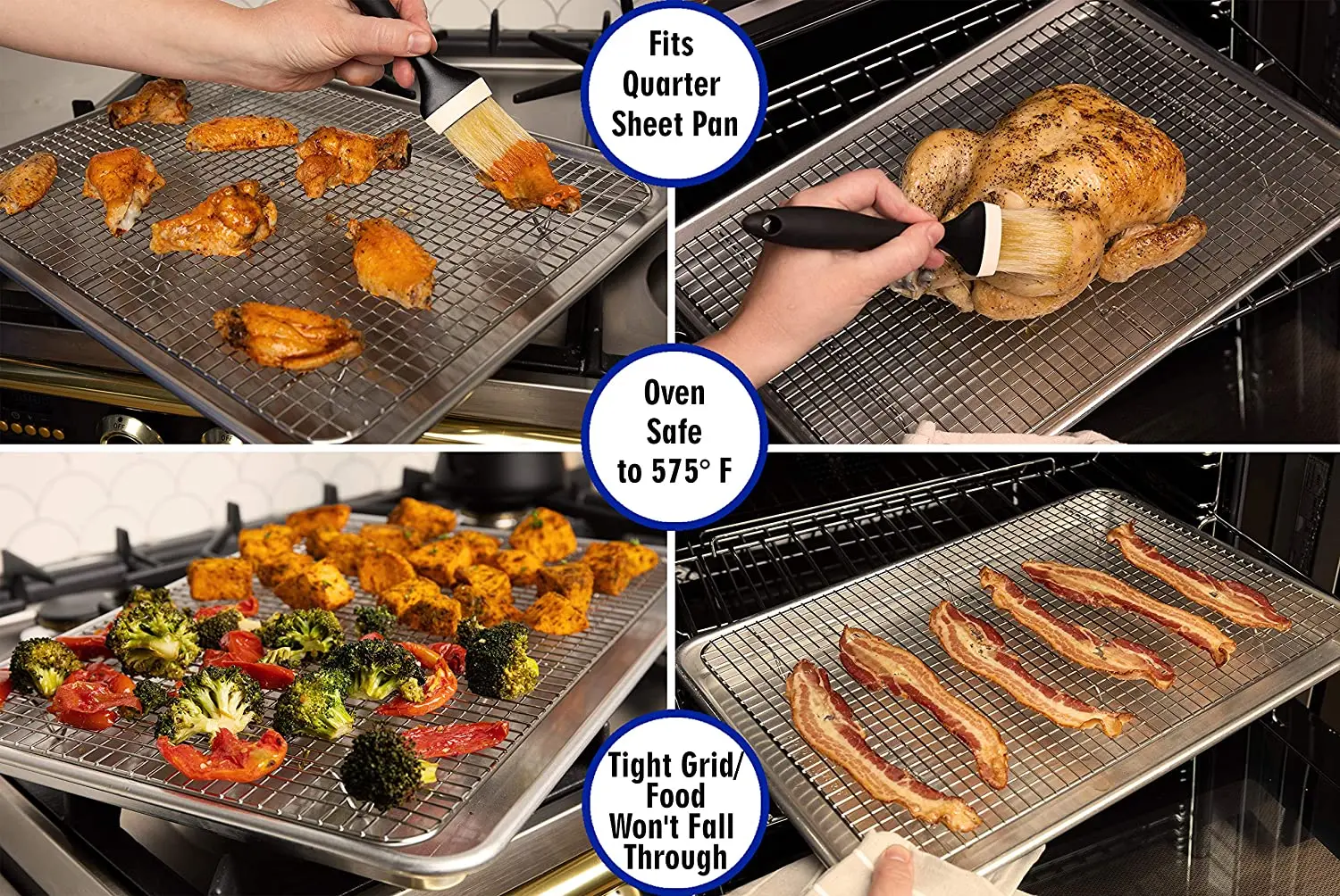 Nonstick Microwave Oven Cooker Grill Rack Shelf Mesh Cooling Grill Pan