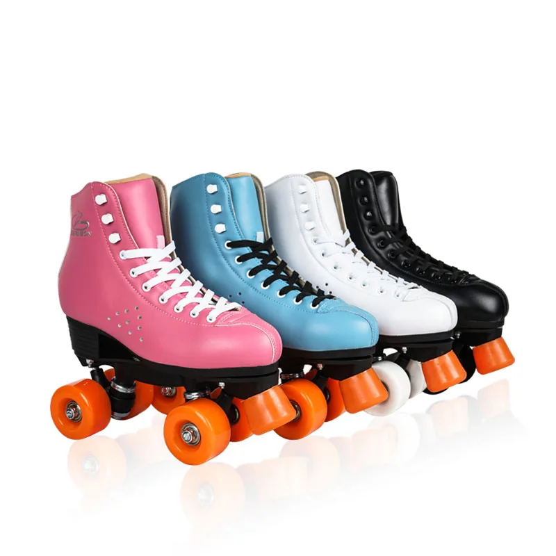 

High quality 4 PU wheels kids adults Plastic chassis braker stopper quad roller soy luna skating shoes, White,black,blue.pink,green