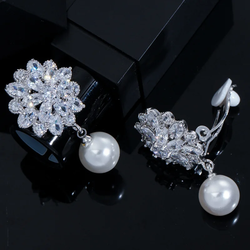 

Fashion Jewelry Graceful Wedding Earrings Women Zircon Clip On Earrings Personalized Luxury Earrings Clip