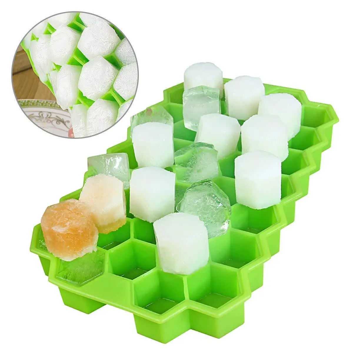 

Honeycomb Ice Cube Trays Reusable Silicone Ice cube Mold BPA Free Ice maker with Removable Lids