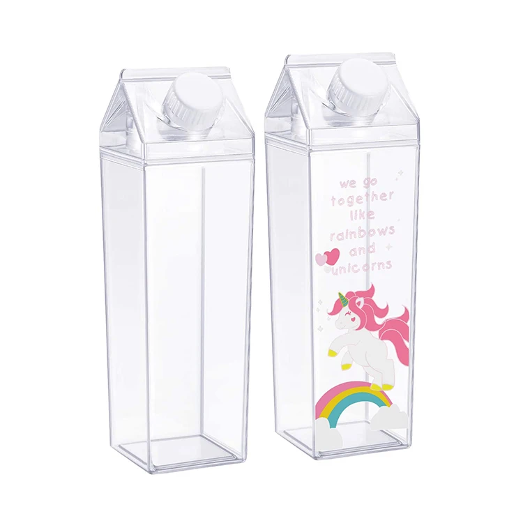 

Wholesale Amazon Hot Selling Custom Printed Logo Plastic PP Material 500ml 1000ml Clear Milk Carton Water Bottle, Customized color