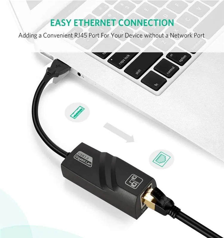 USB 3.0 to Ethernet Adapter, Driver Free 10/100/1000 Mbps Network RJ45 LAN Wired Gigabit Ethernet Adapter for Win 10,Mac OS