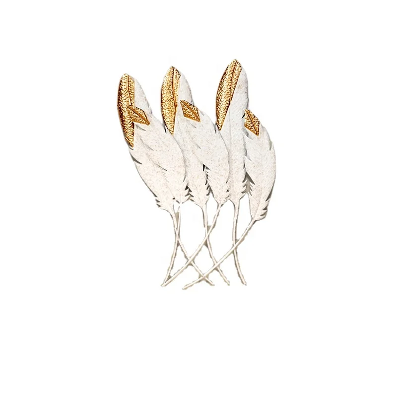 

3D feather Shape Wall Decor Display Lobby Gold House Wrought Iron Interior Frame Art Hanging Metal Home Decoration, Green