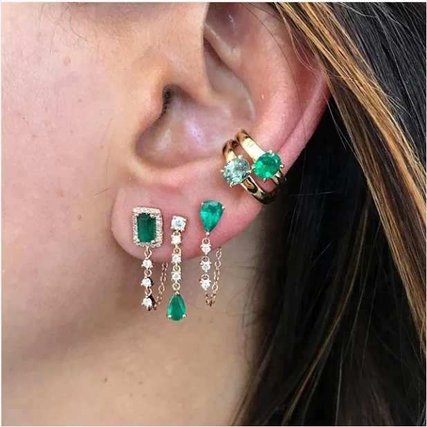

colorful tear drop cz tassel chain earring elegance romantic girlfriend gift fashion jewelry wholesale, Picture