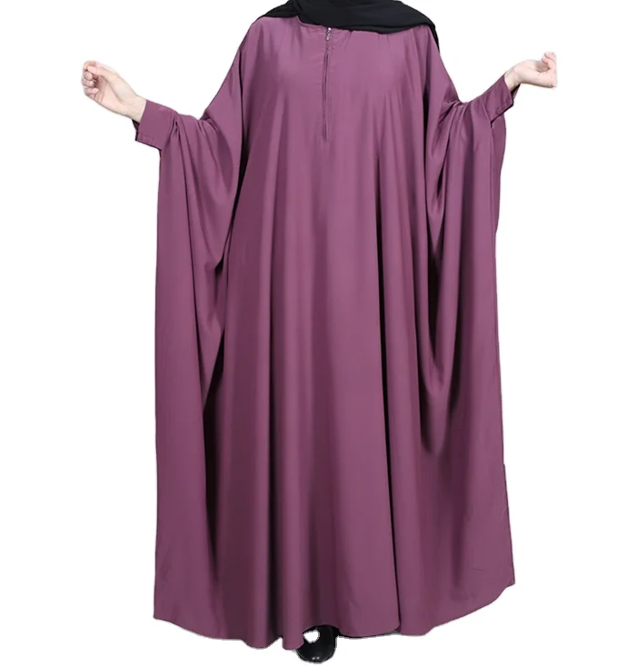 

2021 new Muslim Clothing solid color bat sleeve robe Middle Eastern Islamic robes for ladies, Picture color