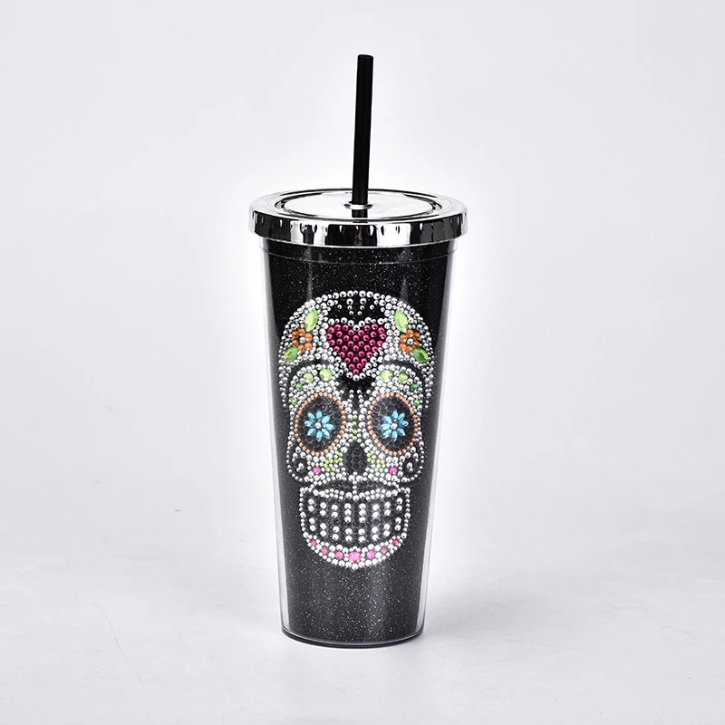 

24oz 700ml Acrylic ghost diamond Tumbler Double Wall plastic drinking tumbler for Halloween