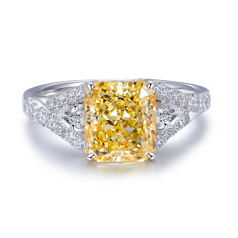 

3.0ct Radiant Cut Shining Diamond Gold Plated Jewelry Elegant Sterling Silver 925 Rings, Yellow, pink, white, blue