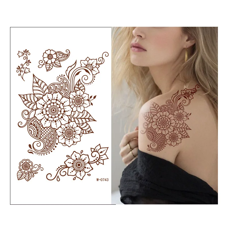 

Waterproof Lotus Flower Butterfly Fake Jewelry Pendant Temporary Tattoos Kit Indian Mehndi Wedding Sexy Body Art Sticker, Customize