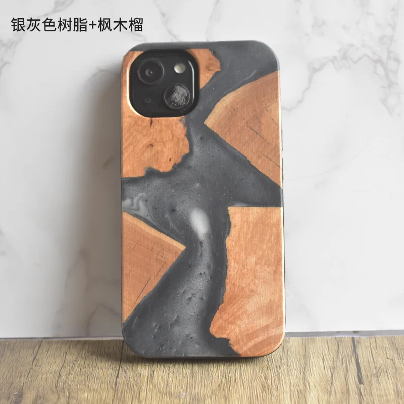 

Nature Resin And Wood Phone Case For iPhone 13 Pro Max Resin Wood Case For iPhone 12