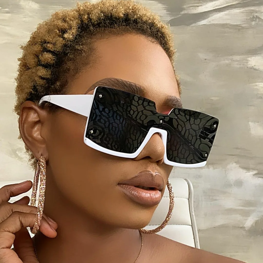 

New trend street beat women fashion sun glasses big half frame square one piece lens personalized shades sunglasses