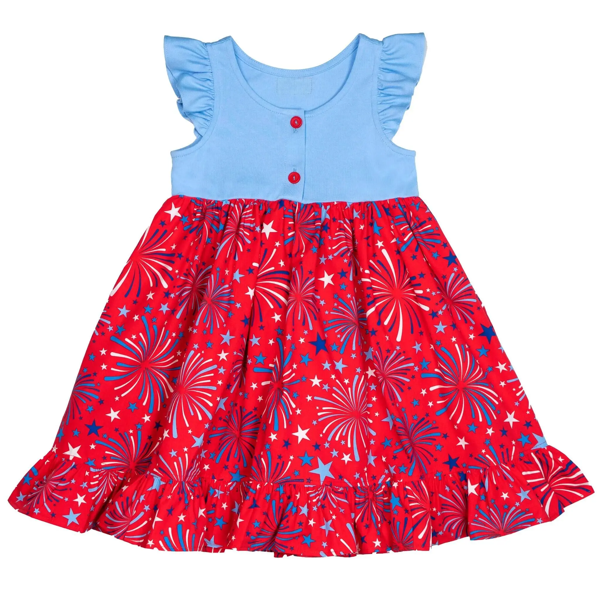 

4th of July summer firework print girls dress cute patriotic fashion dress