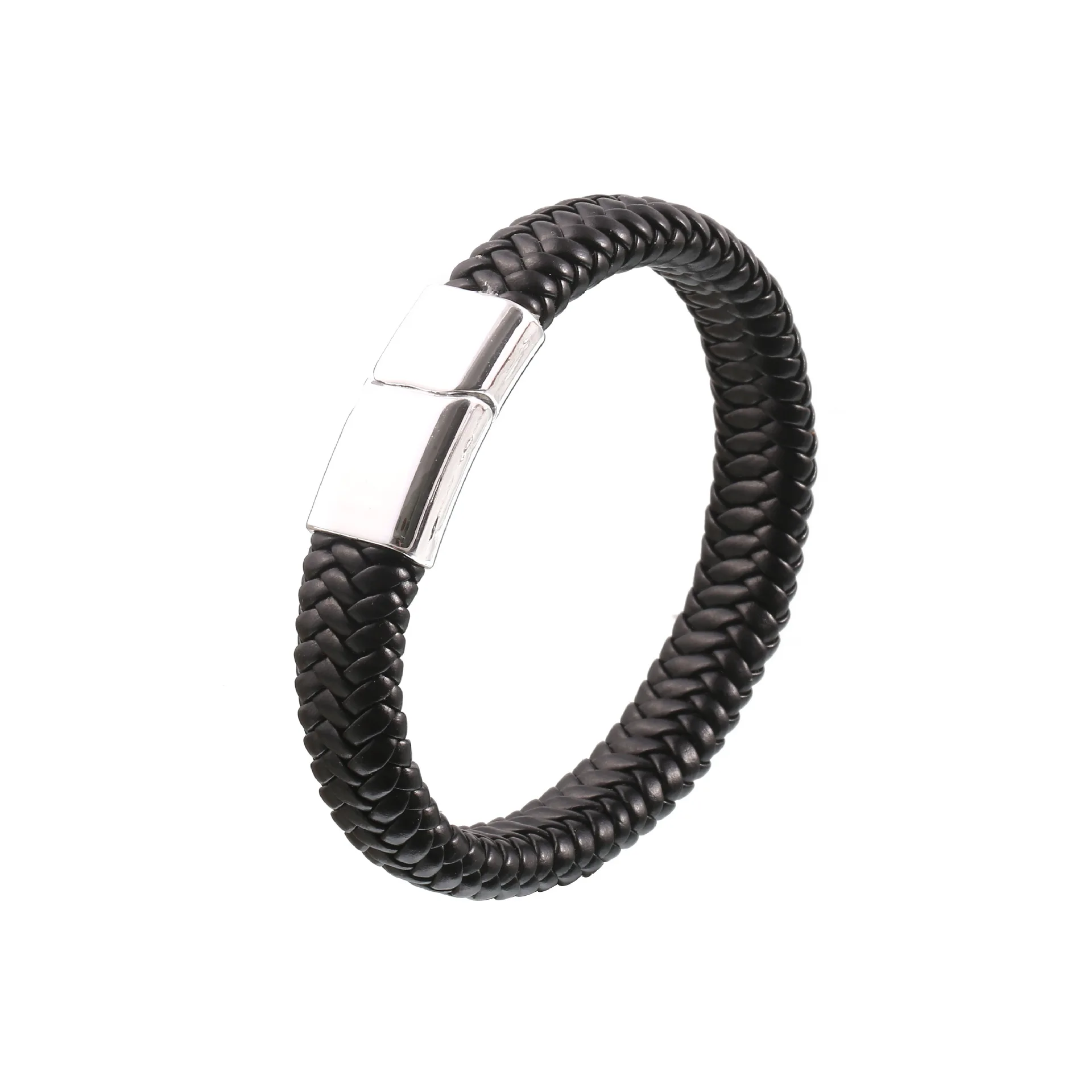 

Punk Cool Latest Design Braided Men Cowhide Genuine Wristbands Leather Cuff Bracelet Bangle