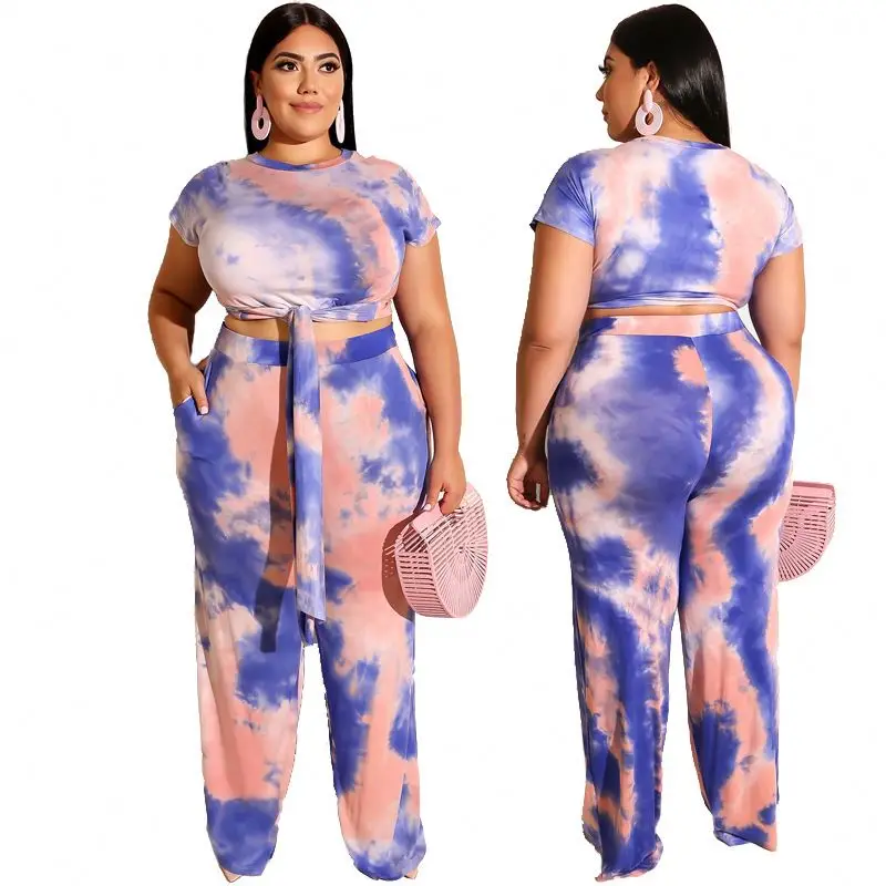 

Women's Plus Size suit women's tie dye two piece set