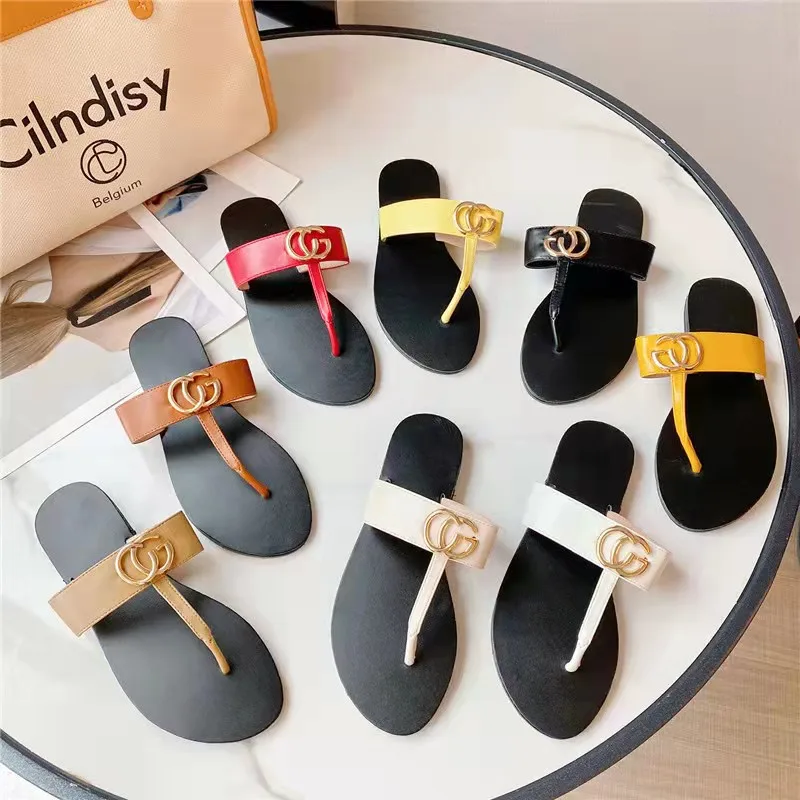 

Women's slippers 2022 new summer factory wholesale fashion brand designer wearing PU leisure holiday beach flip-flops women, Multiple colour